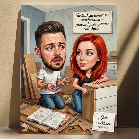 Przeżyli Montaż Szafy z IKEI - Karykatura ze zdjęcia