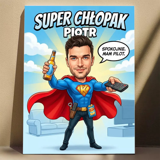 Superbohater po godzinach - Karykatura ze zdjęcia