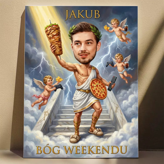 Bóg Weekendu - Karykatura ze zdjęcia