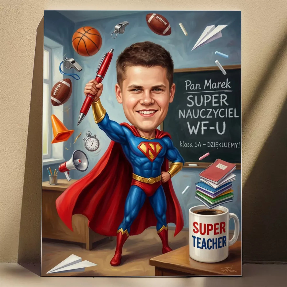 Super Nauczyciel - Karykatura ze zdjęcia