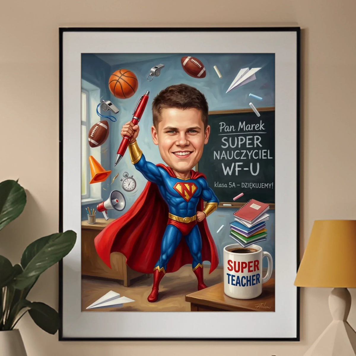 Super Nauczyciel - Karykatura ze zdjęcia