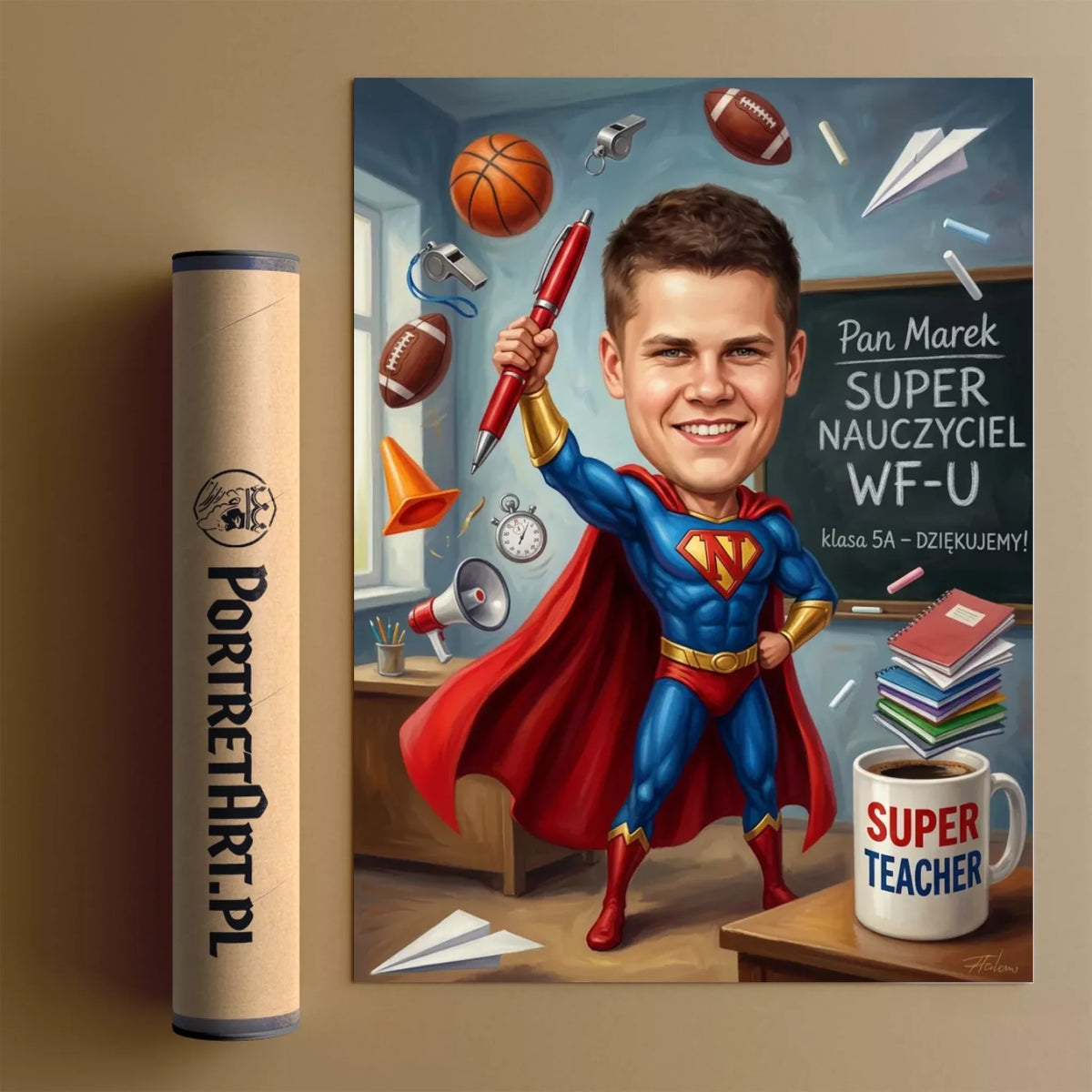 Super Nauczyciel - Karykatura ze zdjęcia
