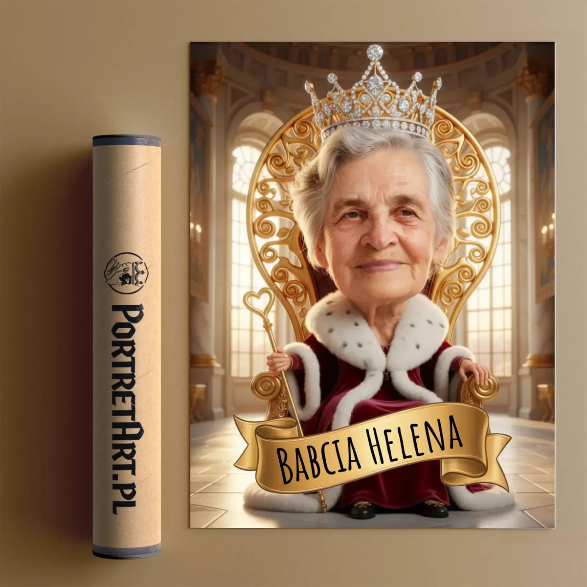 Babcia Królowa Rodziny  - Karykatura ze zdjęcia